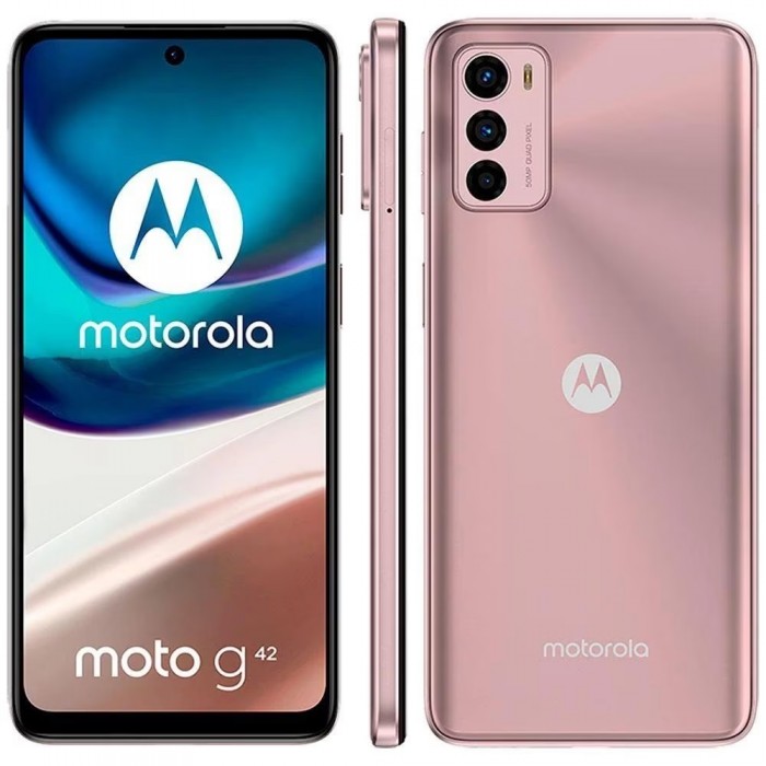 Celular Motorola Moto G42 Rosê 128GB, 4GB RAM, Tela de 6.4”, Câmera Traseira Tripla 50MP, Android 12 e Processador Octa Core Snapdragon 680